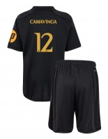 Real Madrid Eduardo Camavinga #12 Kolmaspaita Lasten 2023-24 Lyhythihainen (+ shortsit)